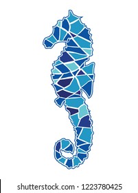 Vector illustration of a mosaic seahorse on white background