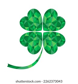 Vector illustration with mosaic style Shamrock Happy St. Patrick's Day Ireland Clover leaf  Irish Holiday 17 March Party Carnival Festive Celtic culture Lucky Design for print