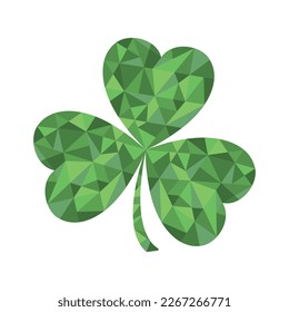 Vector illustration with mosaic style Shamrock Happy St. Patrick's Day Ireland Clover leaf  Irish Holiday 17 March Party Carnival Festive Celtic culture Lucky Design for print