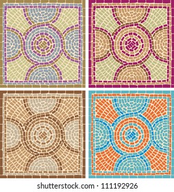 Vector illustration mosaic tiles background in antique style 