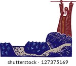 Vector illustration of Moses parting the Red Sea