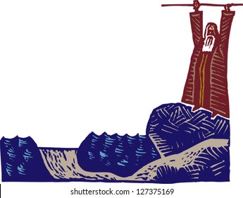 Vector Illustration Of Moses Parting The Red Sea