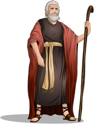 Vector Illustration Of Moses Standing For Passover.