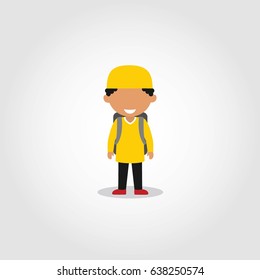 Vector Illustration of Moslem Kids Going to School.