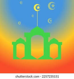 Vektorgrafik von Moschee und arabischen Ornamenten.  Geeignet für Ramadan Kareem Grußdesign Element, islamisches neues Jahr, Ramadan Thema Hintergrund Vorlage, Lombok, West Nusa Tenggara.