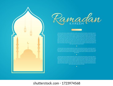 vector illustration of mosque in the arabic window. religious and faith concept. house of worship and ramadan kareem concept flat vector illustration