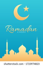 vector illustration of mosque in the arabic window with moon. religious and faith concept. house of worship and ramadan kareem concept flat vector illustration