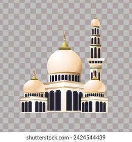 vector illustration of a mosque building, for ornamental design needs, with a transparent background