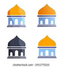 vector illustration of a mosque, with different design styles.  flat minimalist design eps 10.