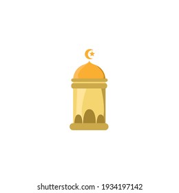 Vector illustration of mosque dome mascot logo with yellow gold color. For ramadhan, moslem, islamic, eid. Flat color flat design 