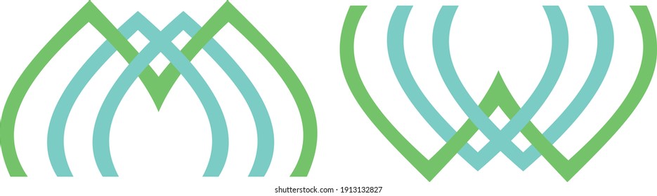 vector illustration of mosque dome shaped M and W logo template