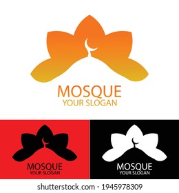 Vektorgrafik einer Moschee mit elegantem goldenem Lotus-floralem Hintergrund, ideal für MoslemLogo-Design-Konzepte