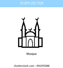 Vector illustration of mosque, vector eps 10 icon isolated on white background