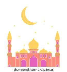 Vector Illustration, Mosque Flat Design for Ramadan