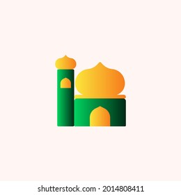 Ilustración vectorial de un ícono de mezquita. Ideal para diseñar afiches, volantes, fuentes, símbolos, aplicaciones, web, etc