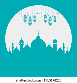 mezquita de ilustración vectorial y lámpara