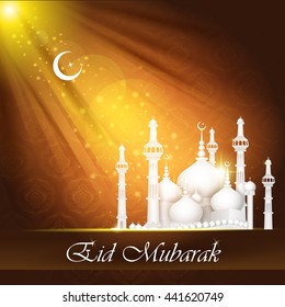 vector illustration of mosque on Eid Mubarak ( Blessing for Eid) background