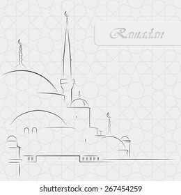 Vector Illustration of Mosque on seamless decorative background for holy month of muslim community Ramadan Kareem