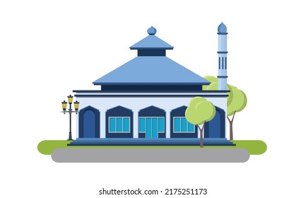 Vector illustration of mosque, oriental Islamic ornament, Islam building prayer suitable for map, infographics, eid al-fitr, eid al-adha and ramadan greeting card