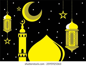 
vector illustration of a mosque and other accessories
very suitable for use as a sign of Eid greetings and so on.
