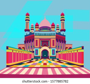 Vector illustration of mosque, pop art, WPAP