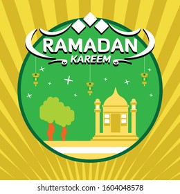 vector illustration mosque Ramadan kareem circle