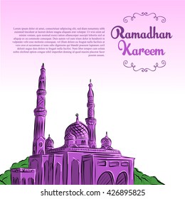Vector Illustration of Mosque for Ramadan Kareem. Vector Background eps.10