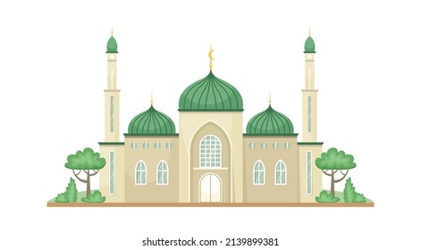 Vector illustration of the mosque. Religious architectural building.