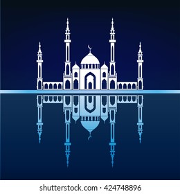 Vector illustration, Mosque Silhouette. Can be used as a poster, or postcard