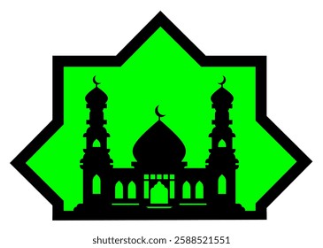 vector illustration of mosque in silhouette. mosque logo design with a mix of green colors. mosque vector design designed with infinite design android application. mosque clip art design 