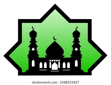 vector illustration of mosque in silhouette. mosque logo design with a mix of green colors with isolated background. mosque vector design designed with infinite design android application