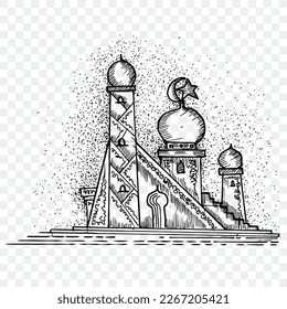 vector illustration of mosque, sketch illustration

