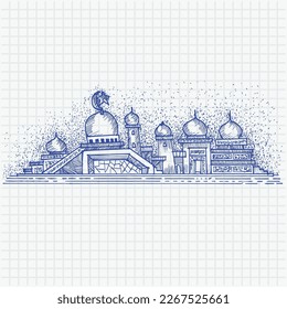 vector illustration of mosque, sketch illustration
