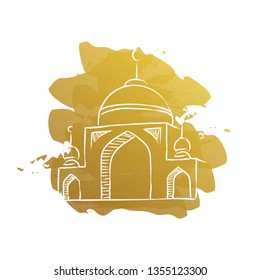 Vector Illustration of Mosque. Sketch of mosque, isolated Hand drawn illustration - Vector