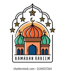 vector illustration of a mosque with star ornament