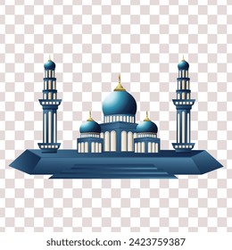 vector illustration of mosque, transparent background