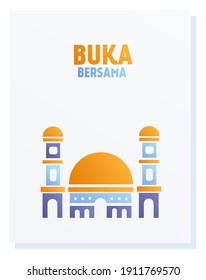 vector illustration of a mosque with writing 
buka bersama mean breaking the fast together.  flat minimalist gradient design eps 10.