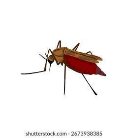 Ilustração vetorial de um mosquito mordendo e sugando sangue
