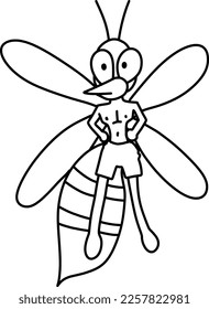 vector illustration of mosquito cartoon