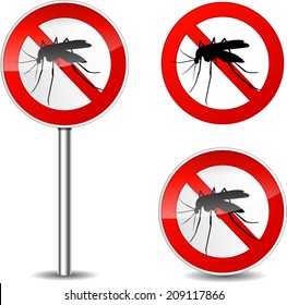 Vector illustration of mosquito sign on white background