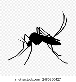 Vector illustration of mosquito silhouette on transparent background