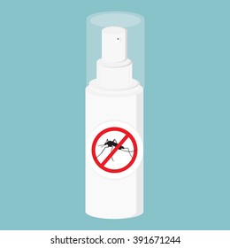 Vector illustration mosquito spray bottle icon. Mosquito, insect stop sign