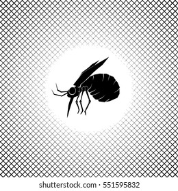 Vector illustration of a mosquito trapped in a net.
