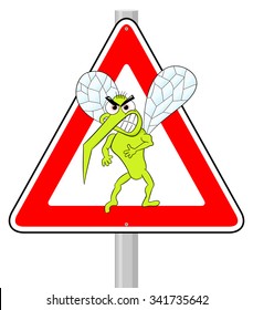vector illustration of a mosquito warning sign