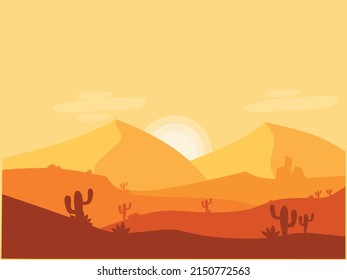 Vector illustration of the most beautiful desert landscape in the afternoon