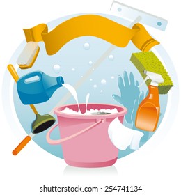 Vector illustration. Most cleaning