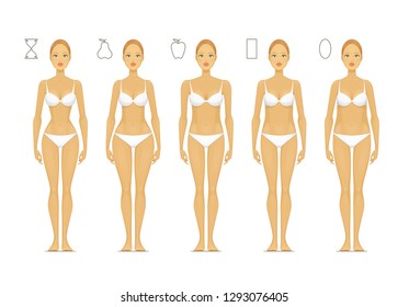 Vector Illustration of Most Common Female Body Shapes.