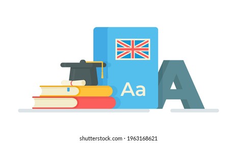 Vector illustration of the most important international language. Which is a consequence of the colonial policy of the British Empire. 