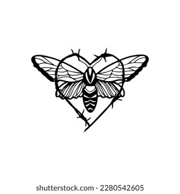 vector illustration of a moth with barbed wire