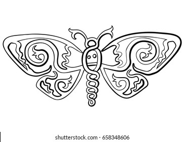 Vector illustration of moth butterfly Celtic knot style black and white 